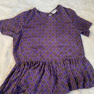 Geometric short sleeve blouse